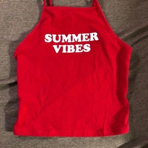 F21 S Red Summer Vibes Halter Crop Top